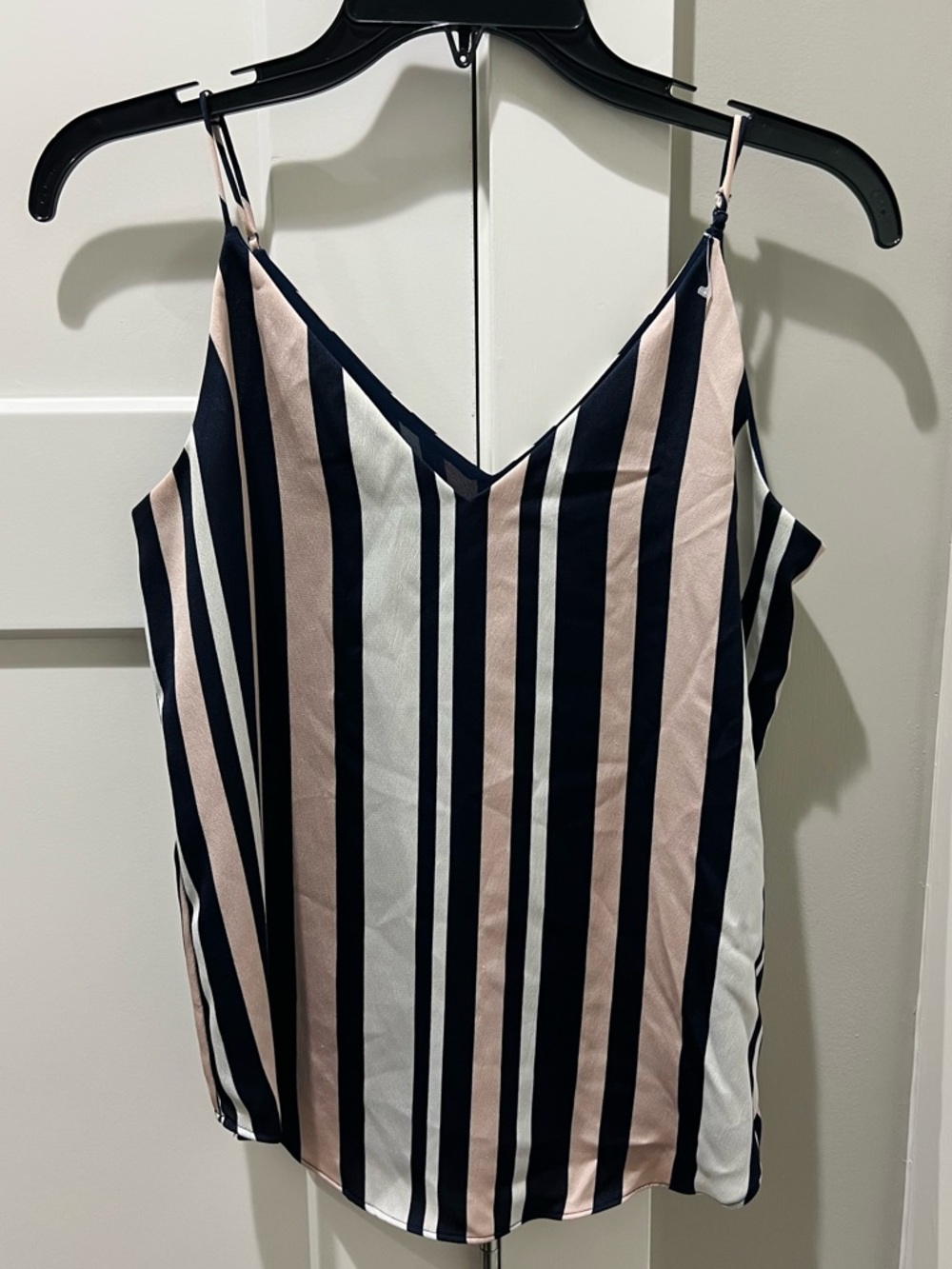 Express Vertical Stripe V-Neck Cami - Navy, Blush & White